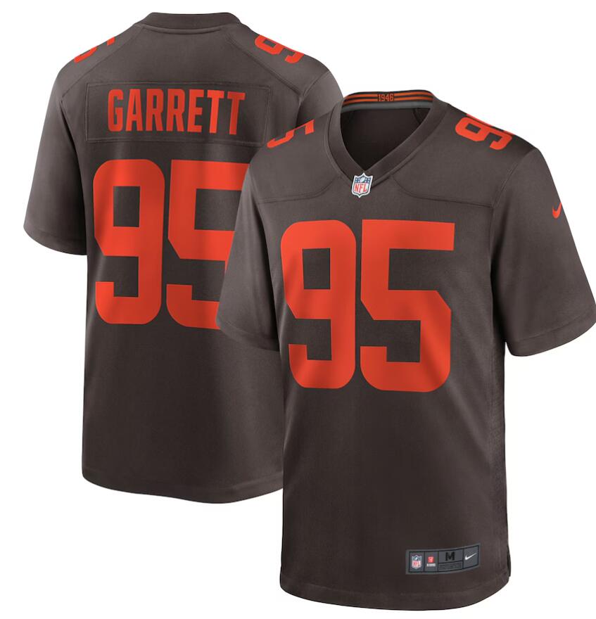 NFL Men Cleveland Browns 95 Myles Garrett Nike Brown Alternate Game Jerseys